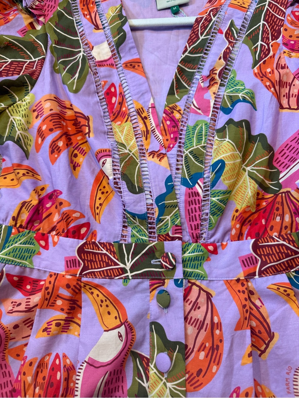 FARM Rio Lilac Beaks and Bananas Tropical Romper - Picture 5 of 9